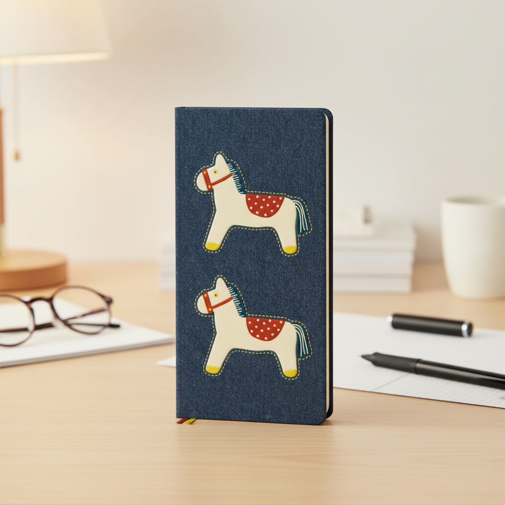 Slim weekly pocket planner with ribbon markers and note sections