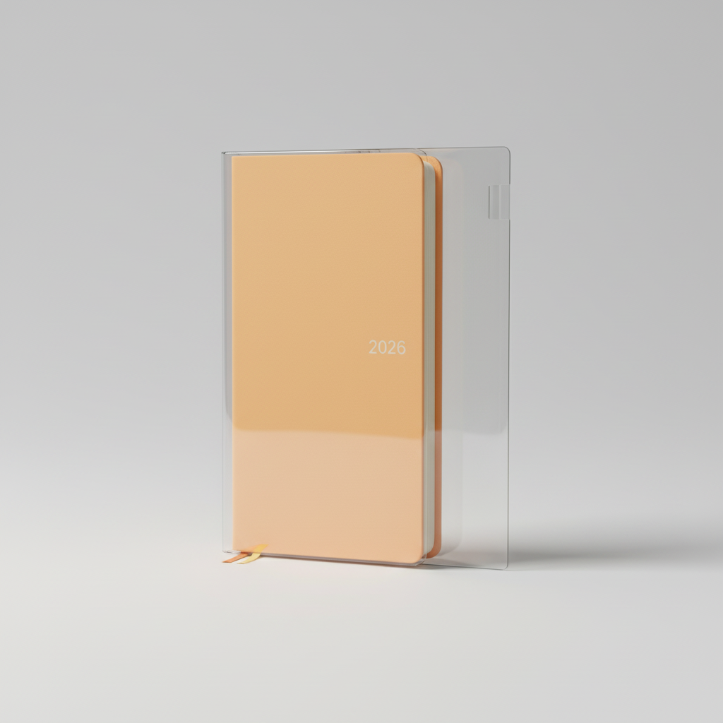 Slim weekly pocket planner with ribbon markers and note sections