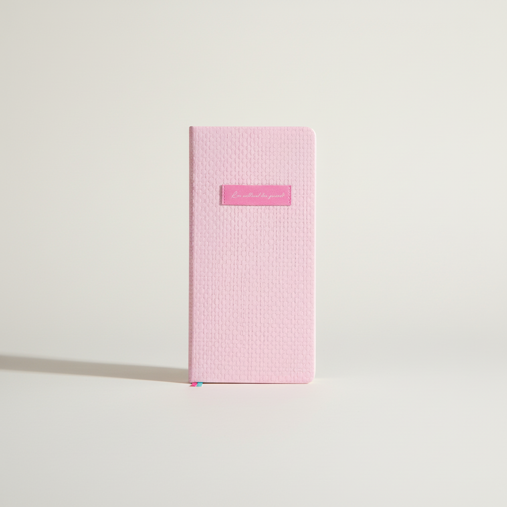 Slim weekly pocket planner with ribbon markers and note sections