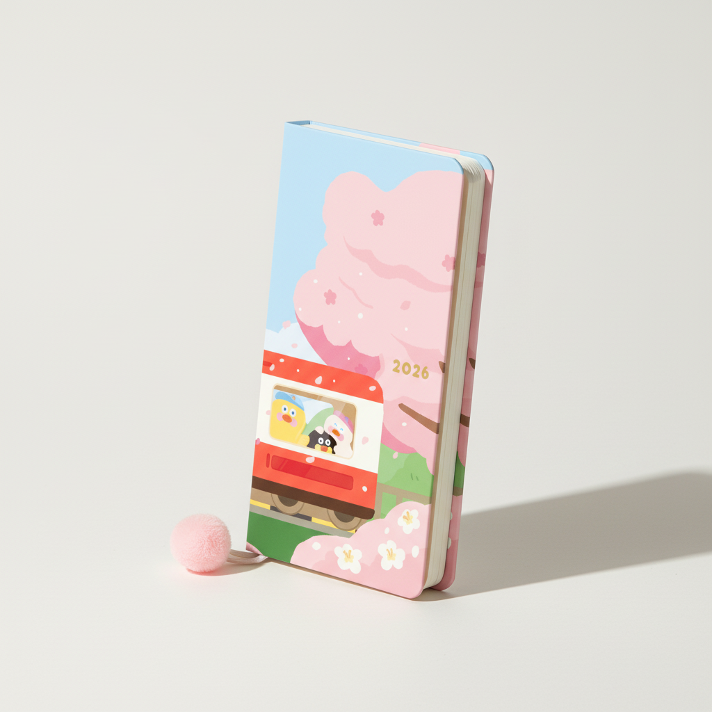 Slim weekly pocket planner with ribbon markers and note sections