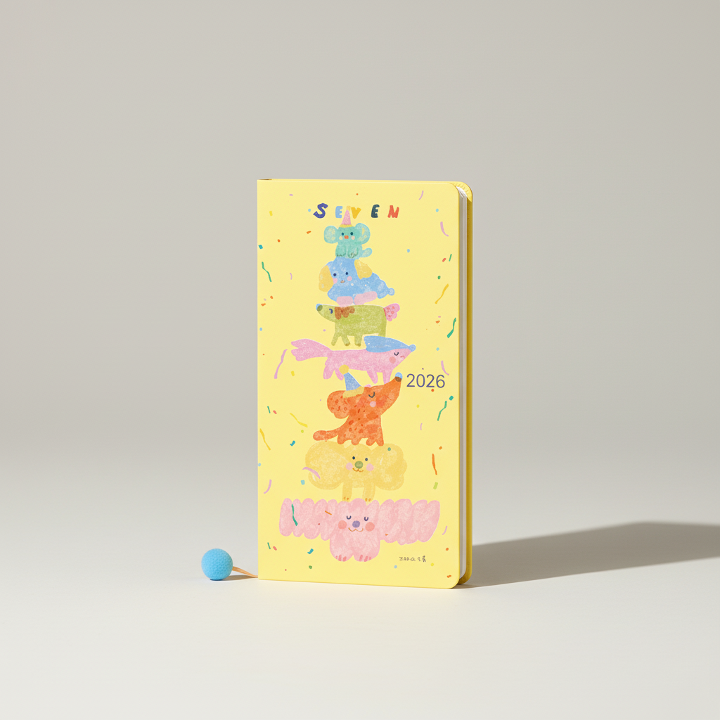 Slim weekly pocket planner with ribbon markers and note sections