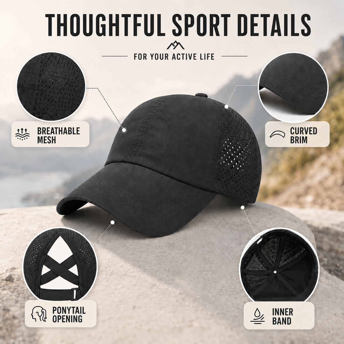 Thrives Outdoor | Ponytaila Crossback Ponytail Sports Cap