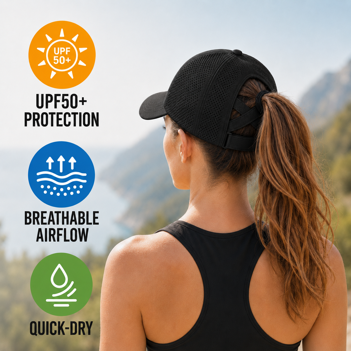 Thrives Outdoor | Ponytaila Crossback Ponytail Sports Cap