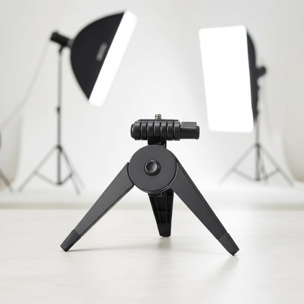 Portable mini folding tripod with universal camera mount and stable legs