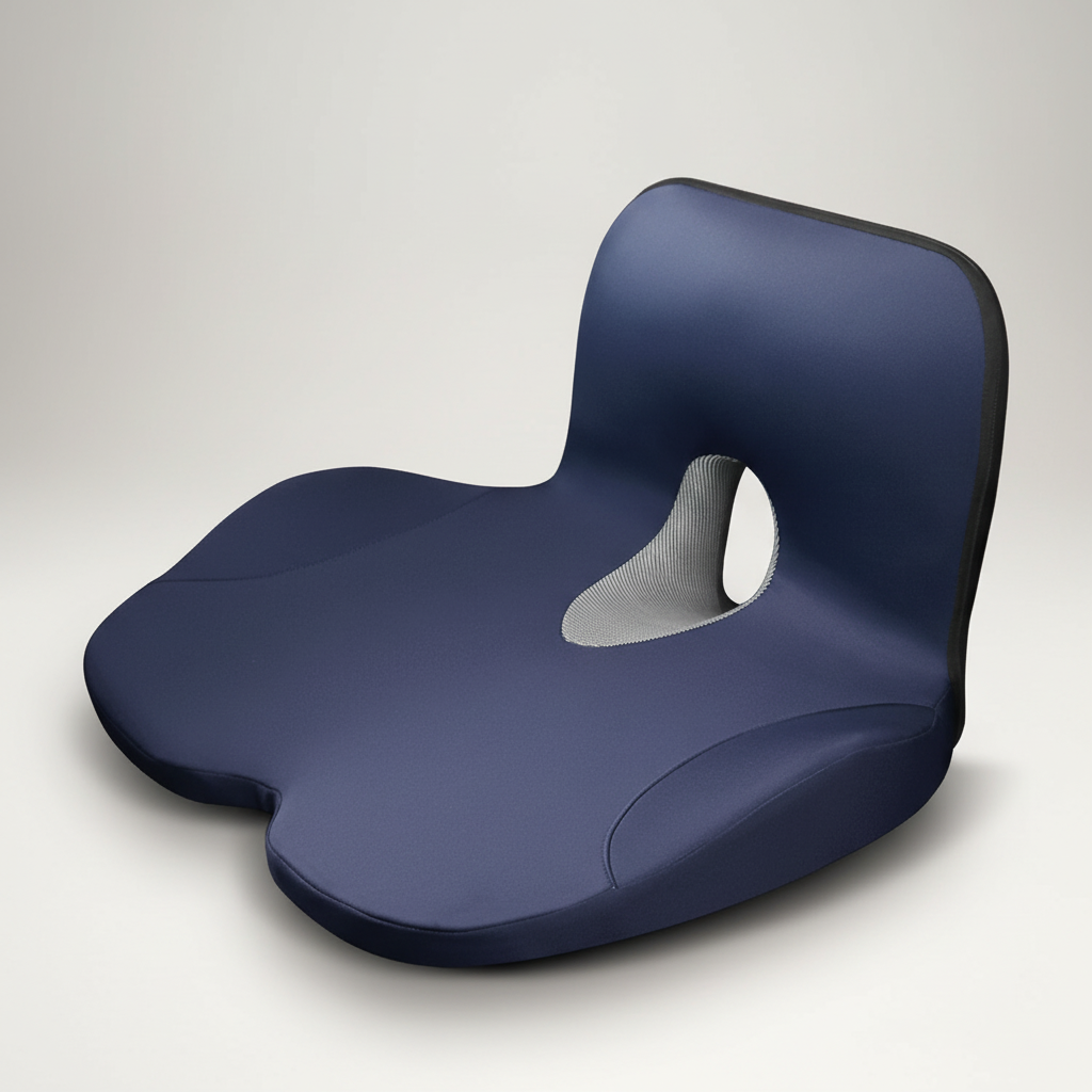 L shaped ergonomic seat cushion with memory foam and anti-slip base