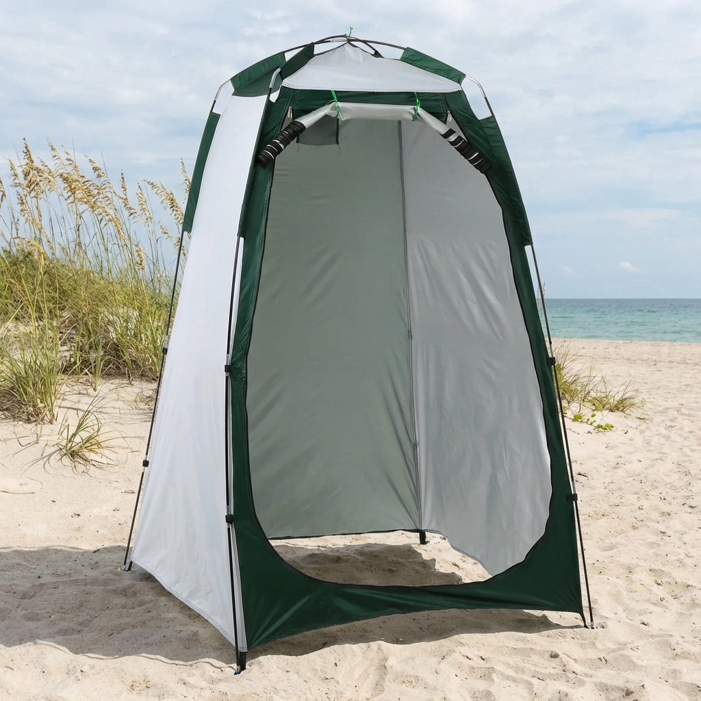 Pop-up privacy shelter tent with vented window and quick assembly