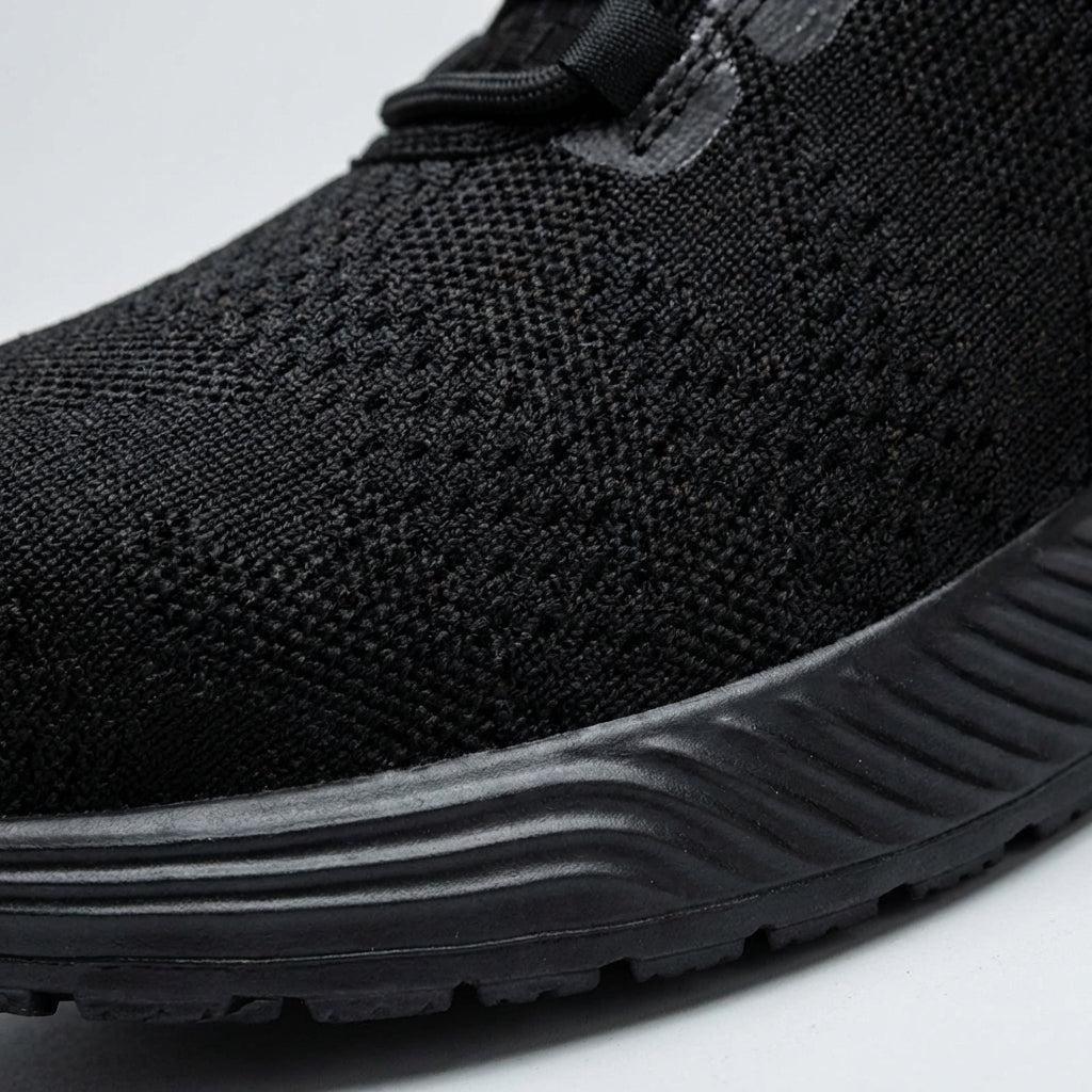 Safety work shoes with reinforced protective toe and non-slip sole