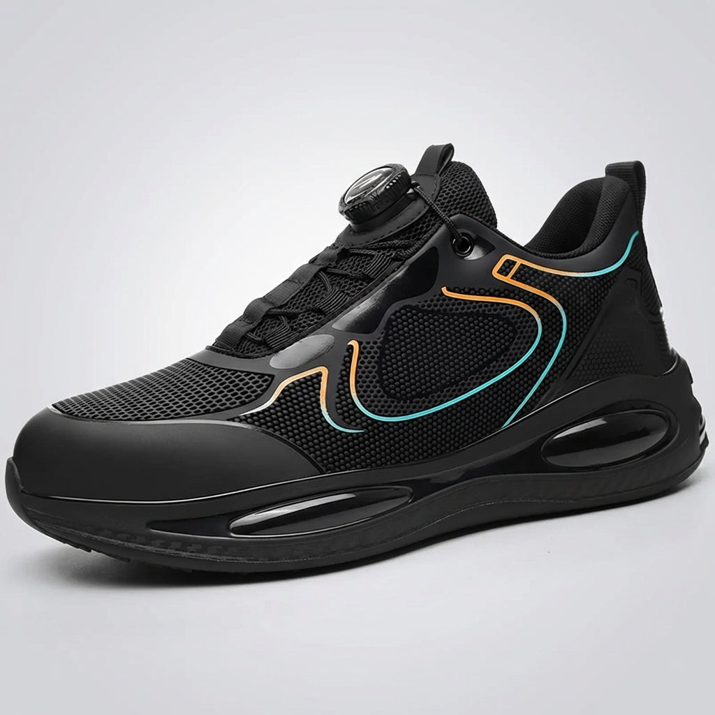 Safety work shoes with reinforced toe cap and non-slip sole