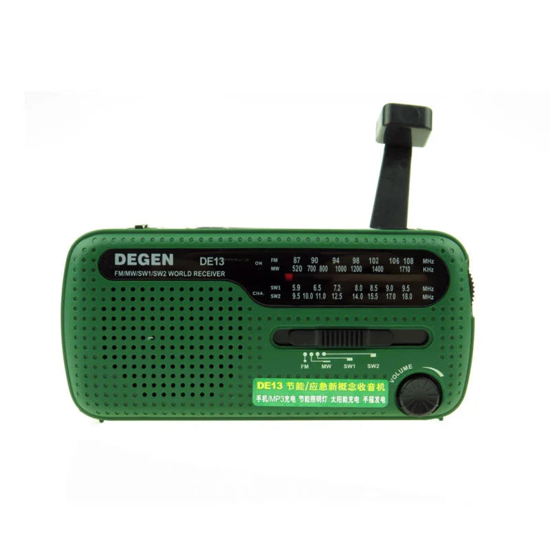 Hand crank emergency radio with built-in torch and USB charger