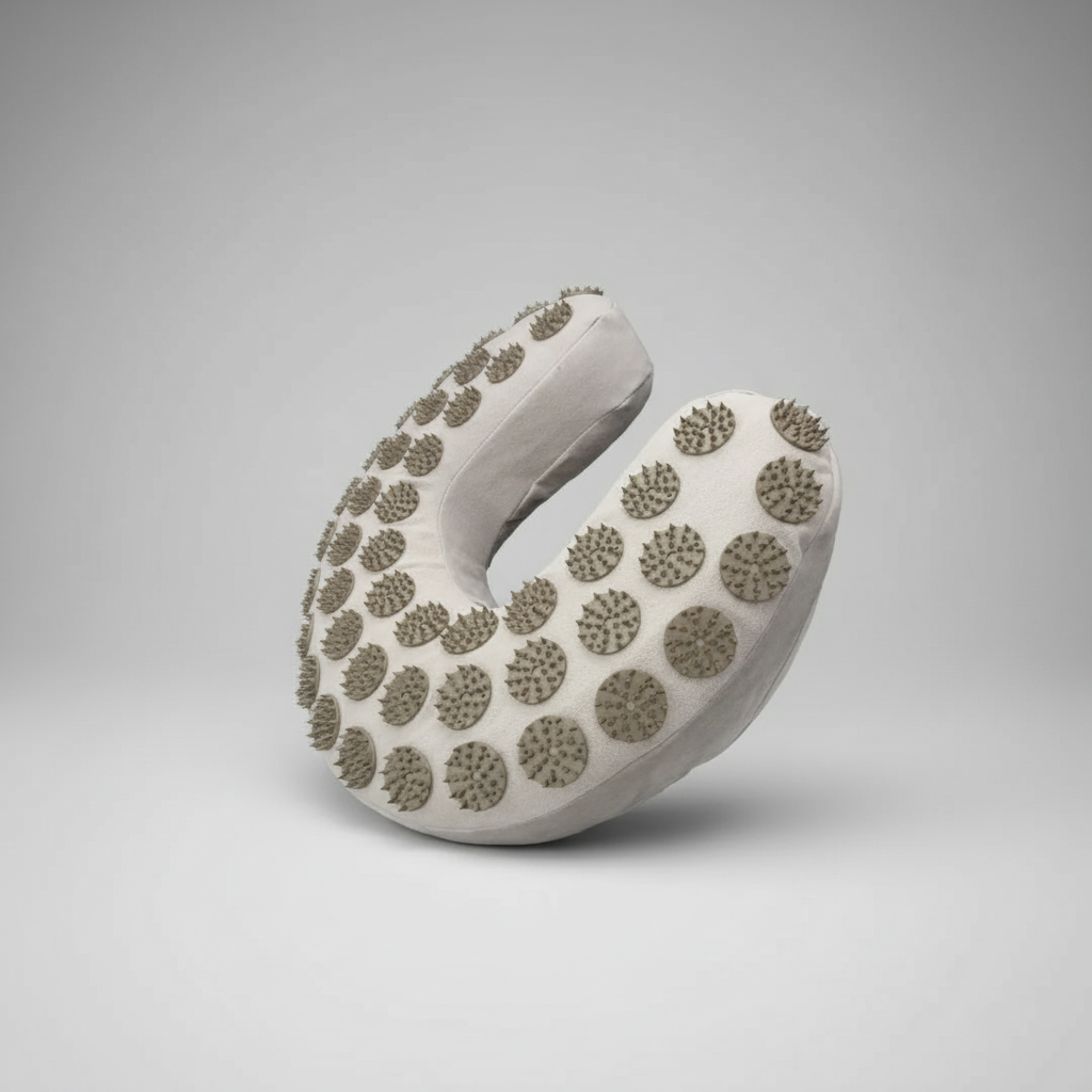 U shaped acupressure pillow for neck relief and tension release