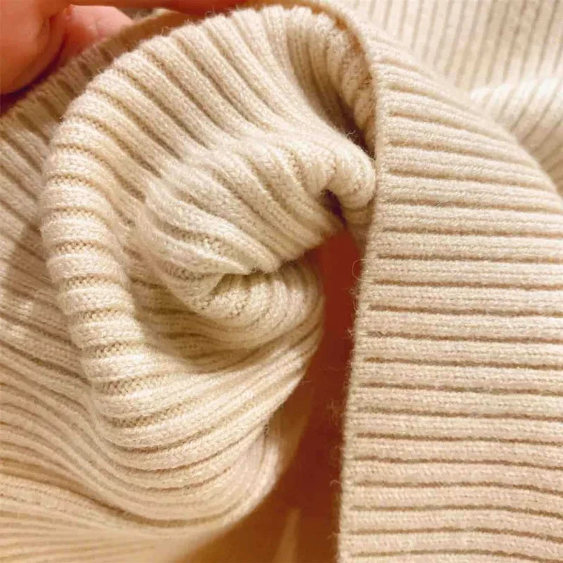 Ribbed knit kids pullover with roll neck, soft cotton blend for toddlers