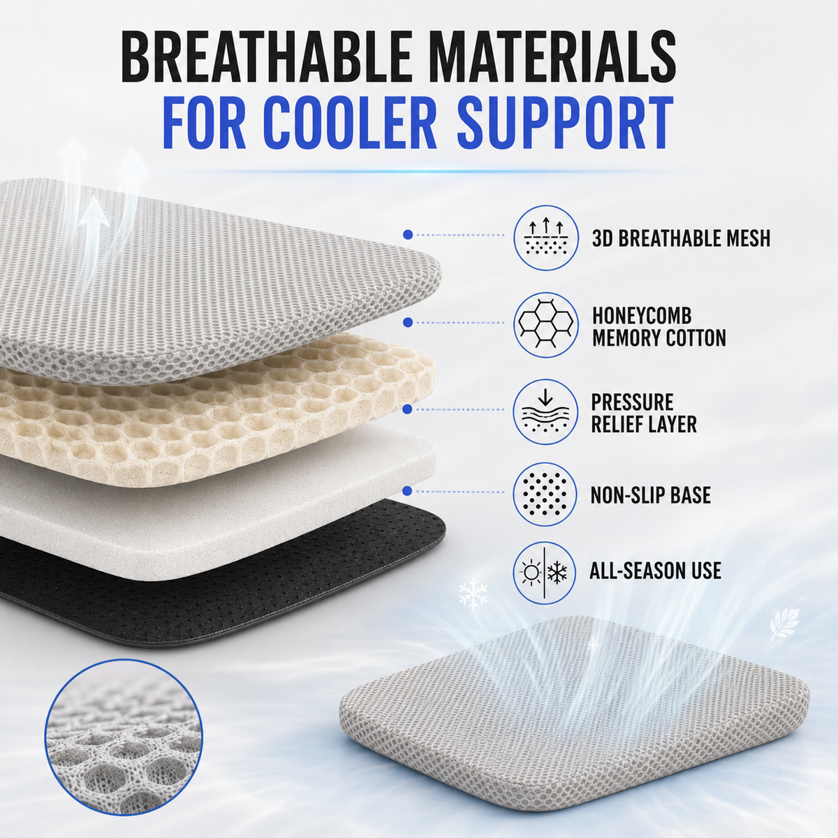 Thrives Outdoor | RideLift Breathable Honeycomb Seat Cushion