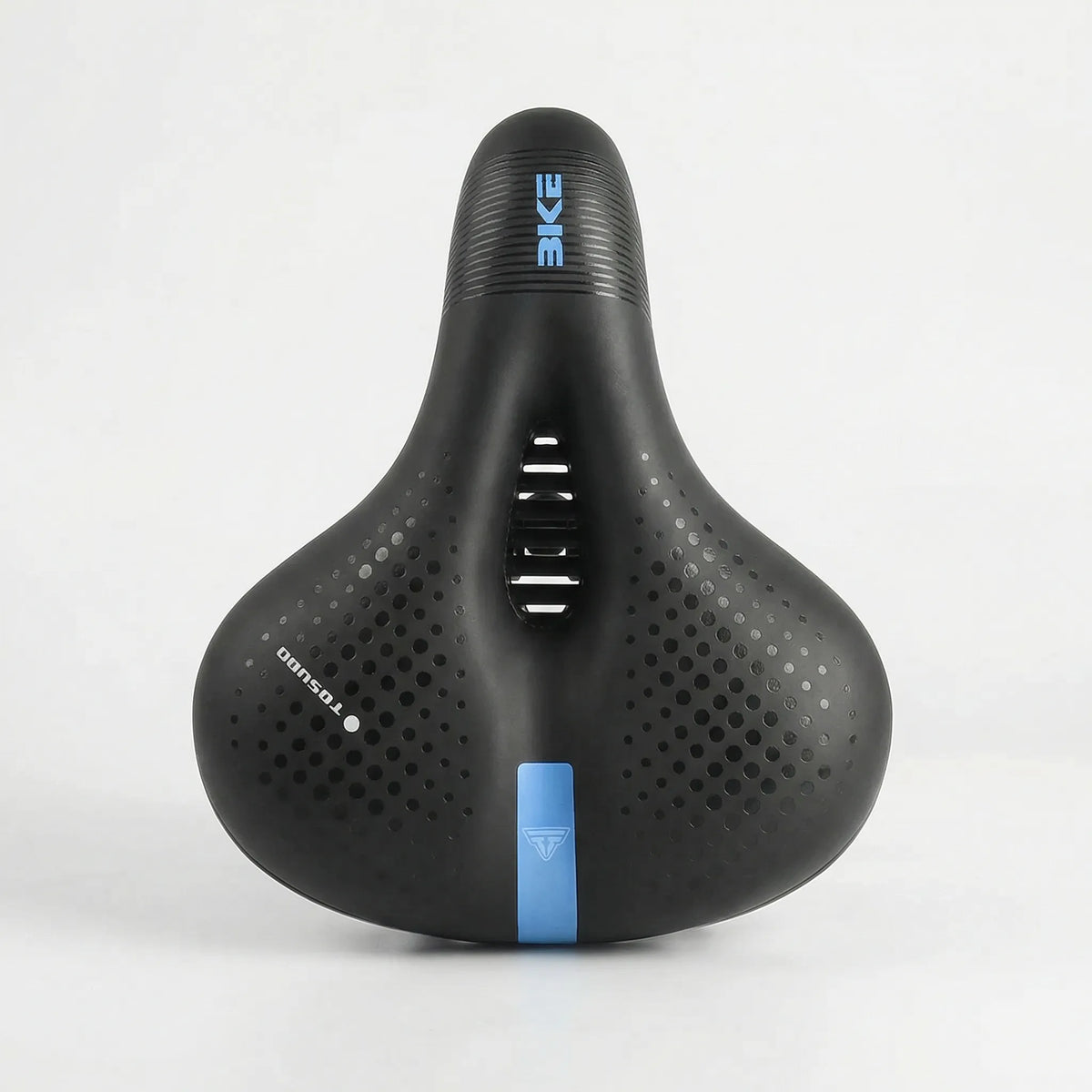 Ergonomic padded bike saddle with shock absorption and reflective safety