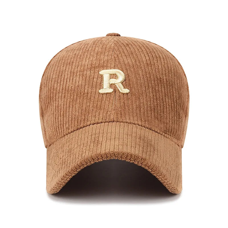 Structured corduroy baseball cap with 3D embroidered detail