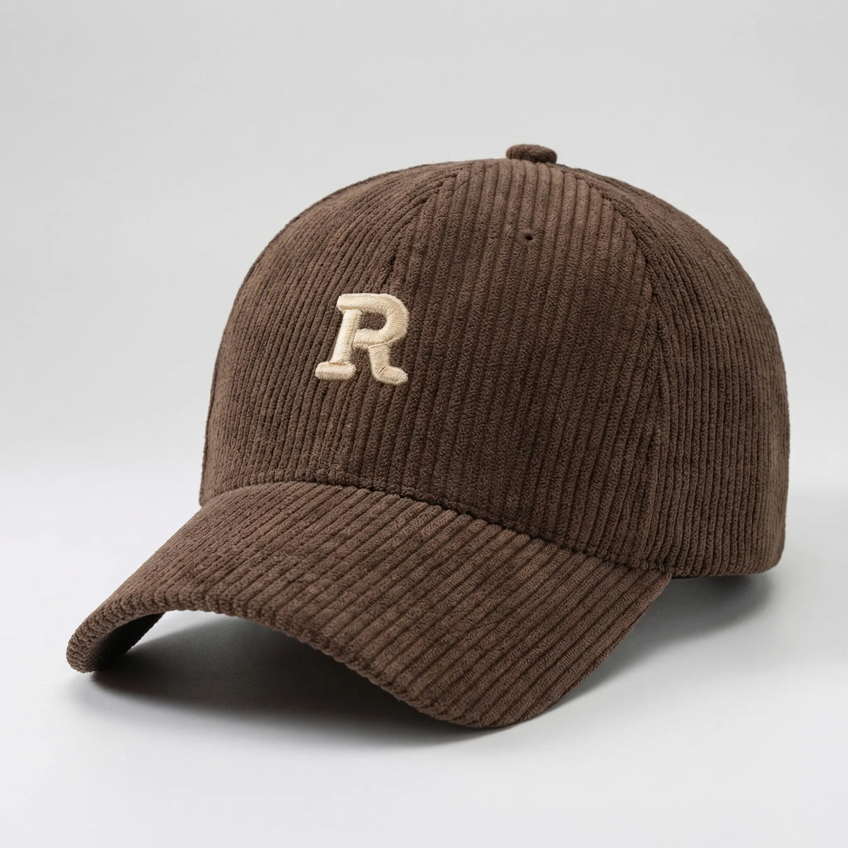 Structured corduroy baseball cap with 3D embroidered detail