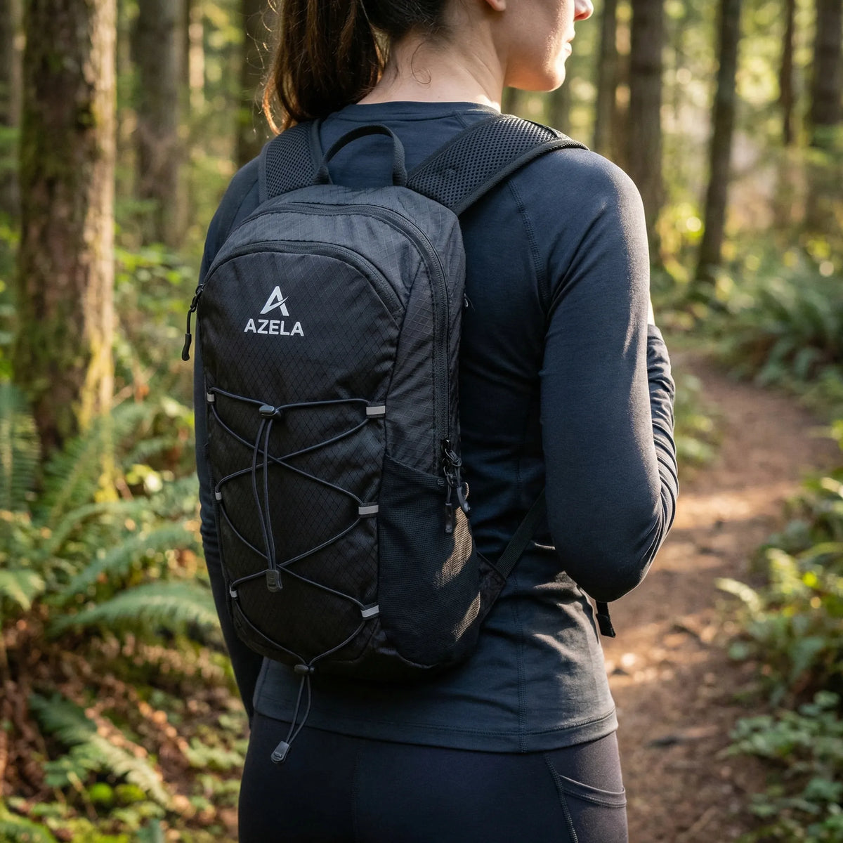 Lightweight cycling hydration backpack with mesh ventilated back panel