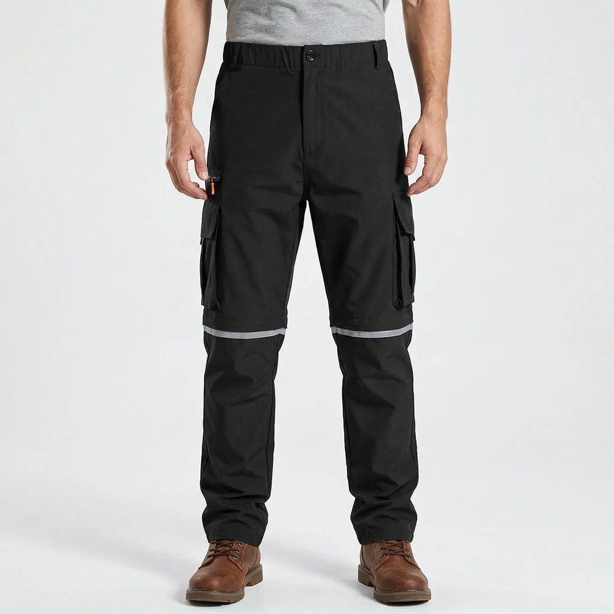 Men's convertible cargo trousers with zip-off legs for outdoor activities