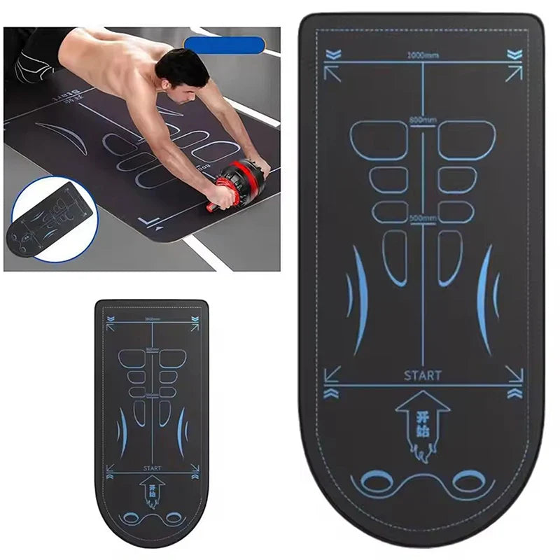 Non-slip ab training mat with printed alignment guides and cushioned surface