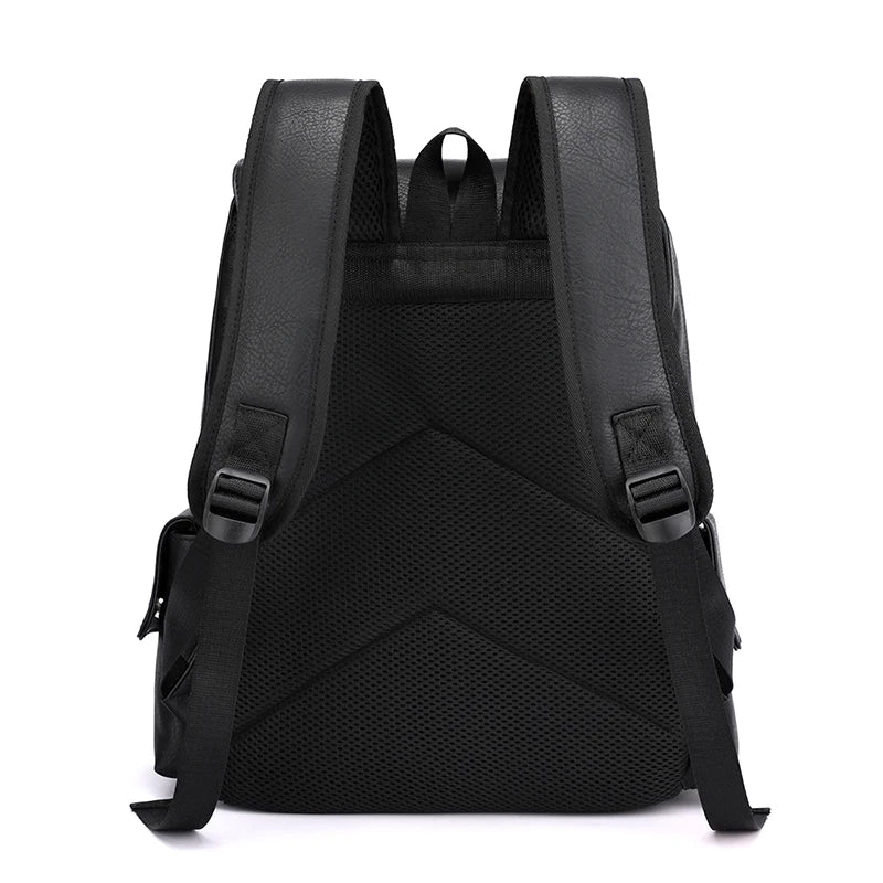 Large men's backpack with vintage buckle closure and laptop compartment