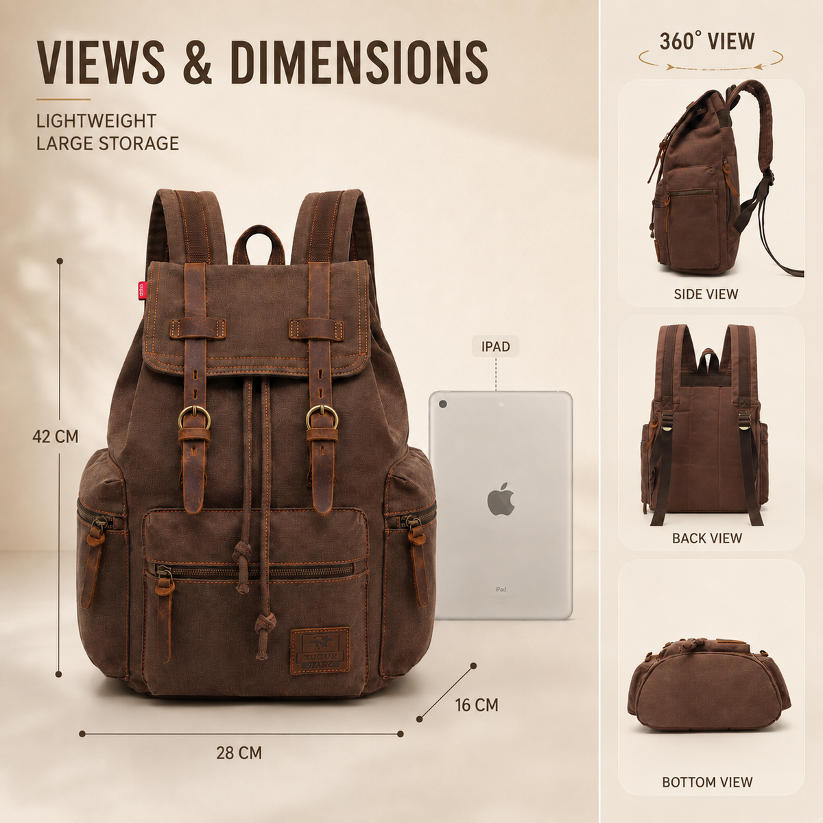 Thrives Outdoor | Rovwick Vintage-Style Drawstring Backpack
