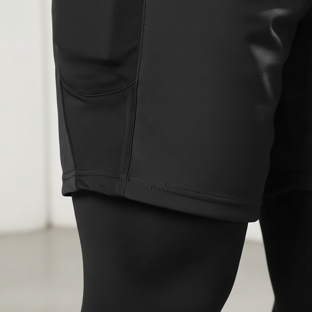 Men's two-in-one training pants with compression leggings and outer shorts