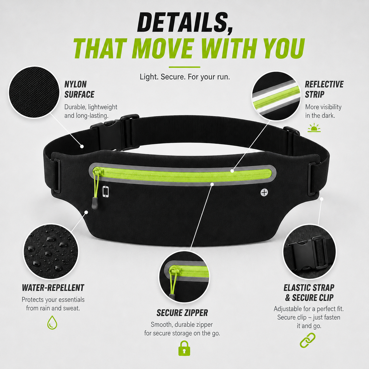 Thrives Outdoor | Runnex Water-Repellent Waist Running Belt