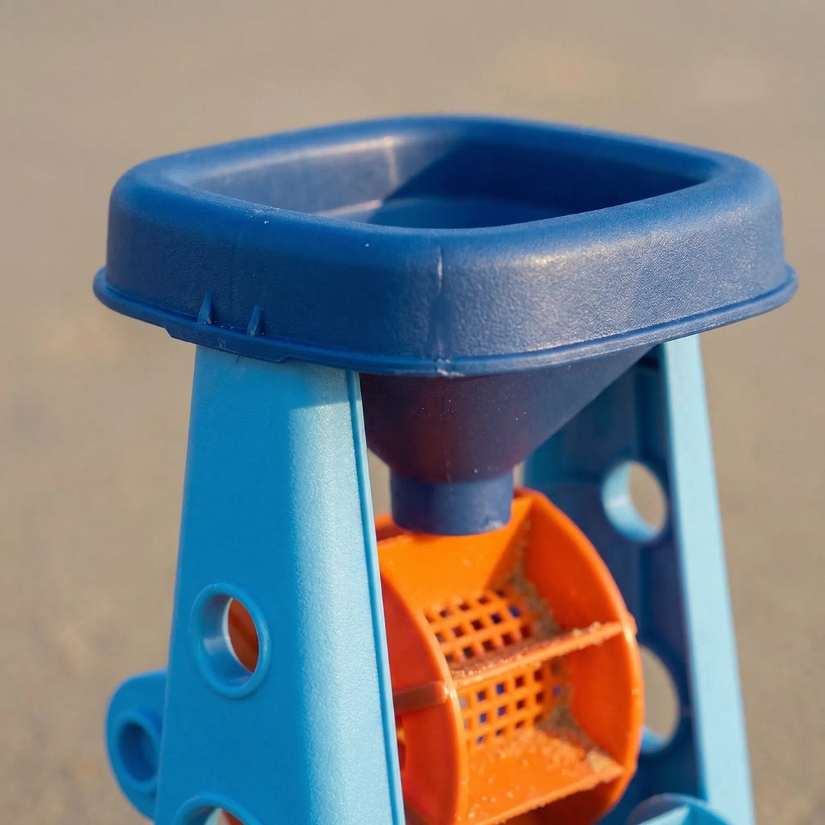 Kids beach play set with wheelbarrow, sand mill tower and sea creature moulds