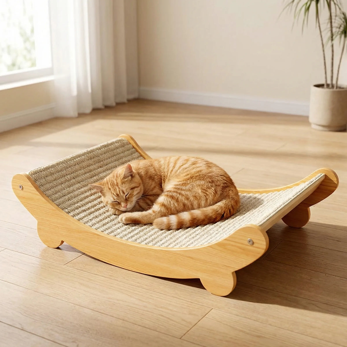 Sisal cat scratching pad with curved nest design for sleeping and claw use