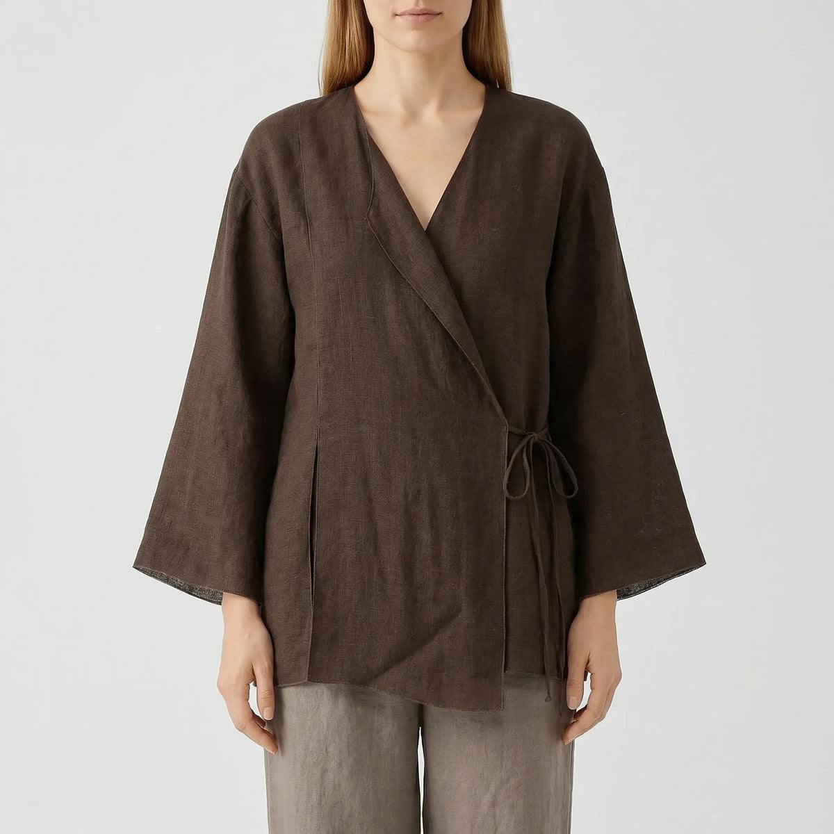 Women's wrap top and wide leg pant co-ord set