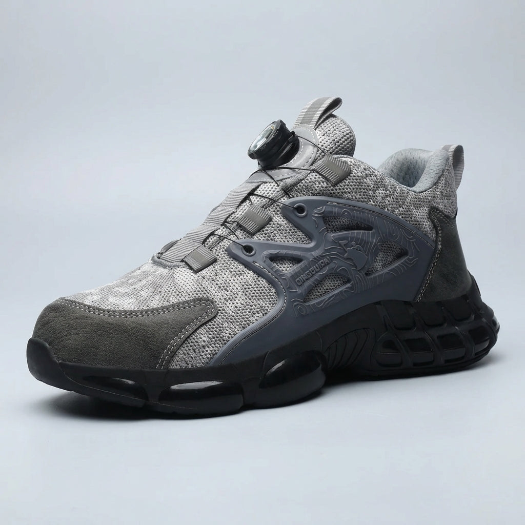 Safety work trainer with reinforced toe protection and non-slip sole