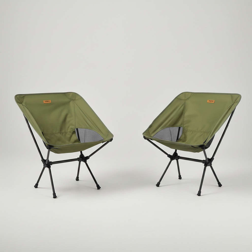 Compact foldable camping chair with breathable mesh panels and stable frame