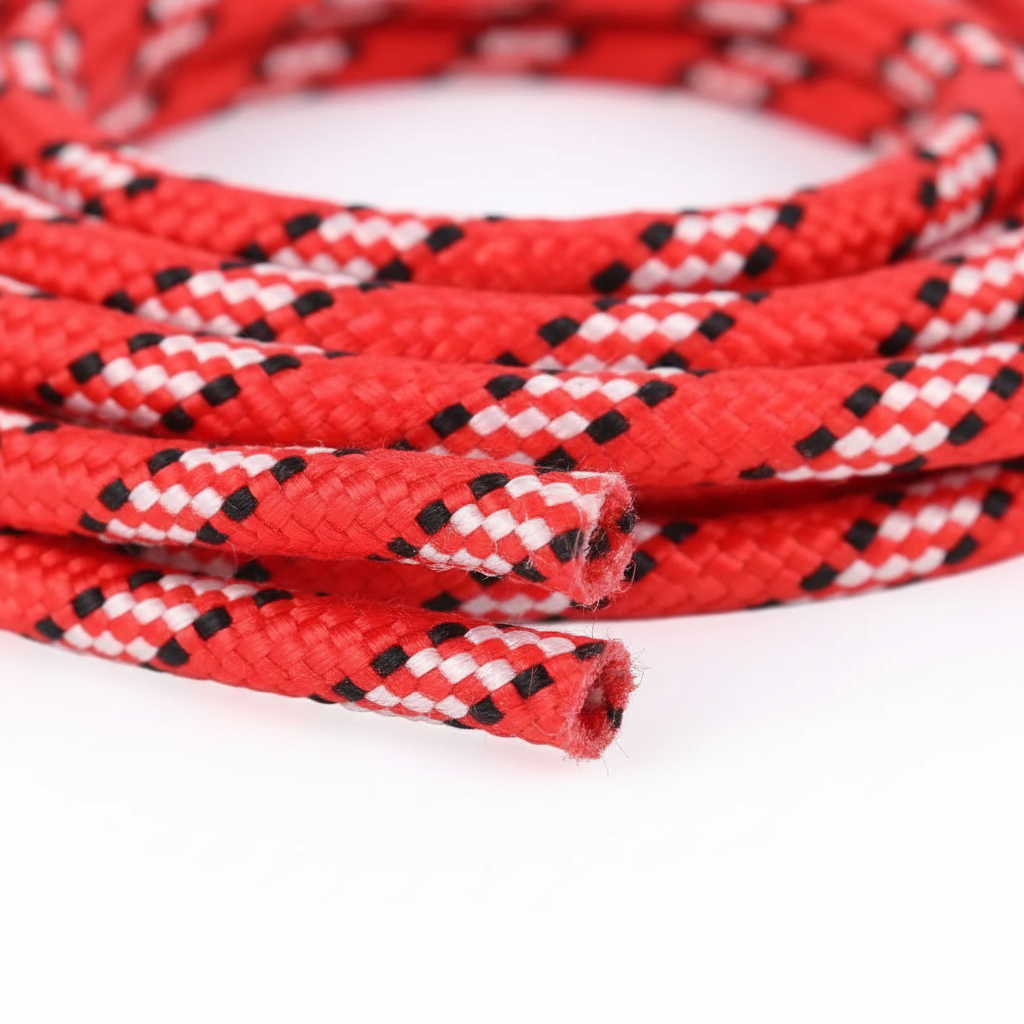 Kids braided cotton jump rope with comfort grip handles for school fitness