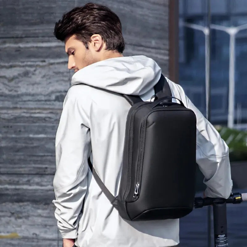 Business backpack laptop with USB charging port scratch-resistant nylon