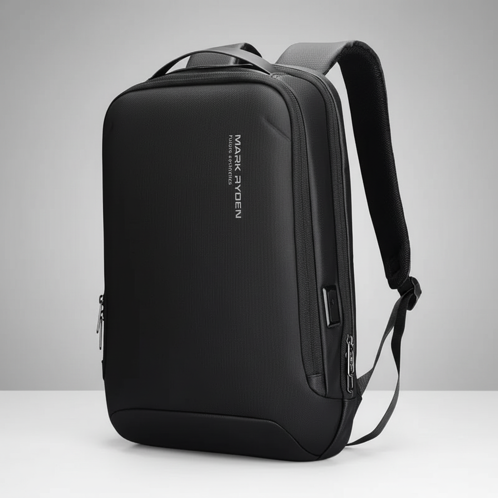 Business backpack laptop with USB charging port scratch-resistant nylon