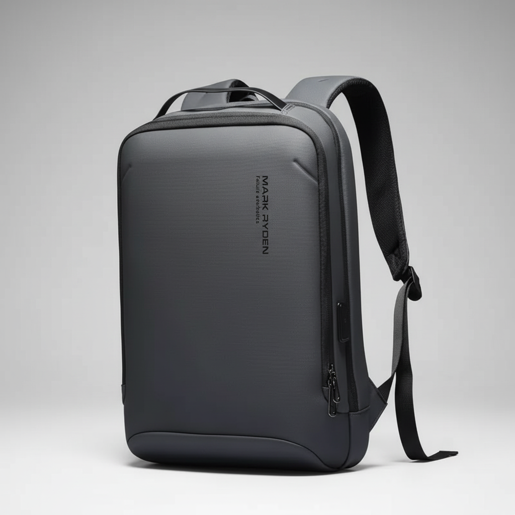 Business backpack laptop with USB charging port scratch-resistant nylon