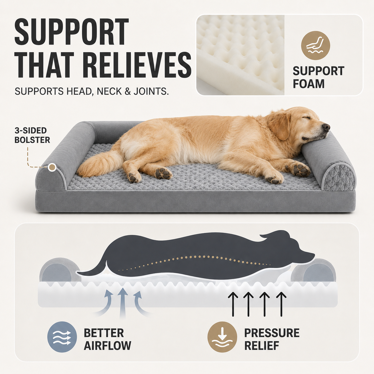 Thrives Outdoor | Slumberpaw Extra Large Orthopedic Dog Bed