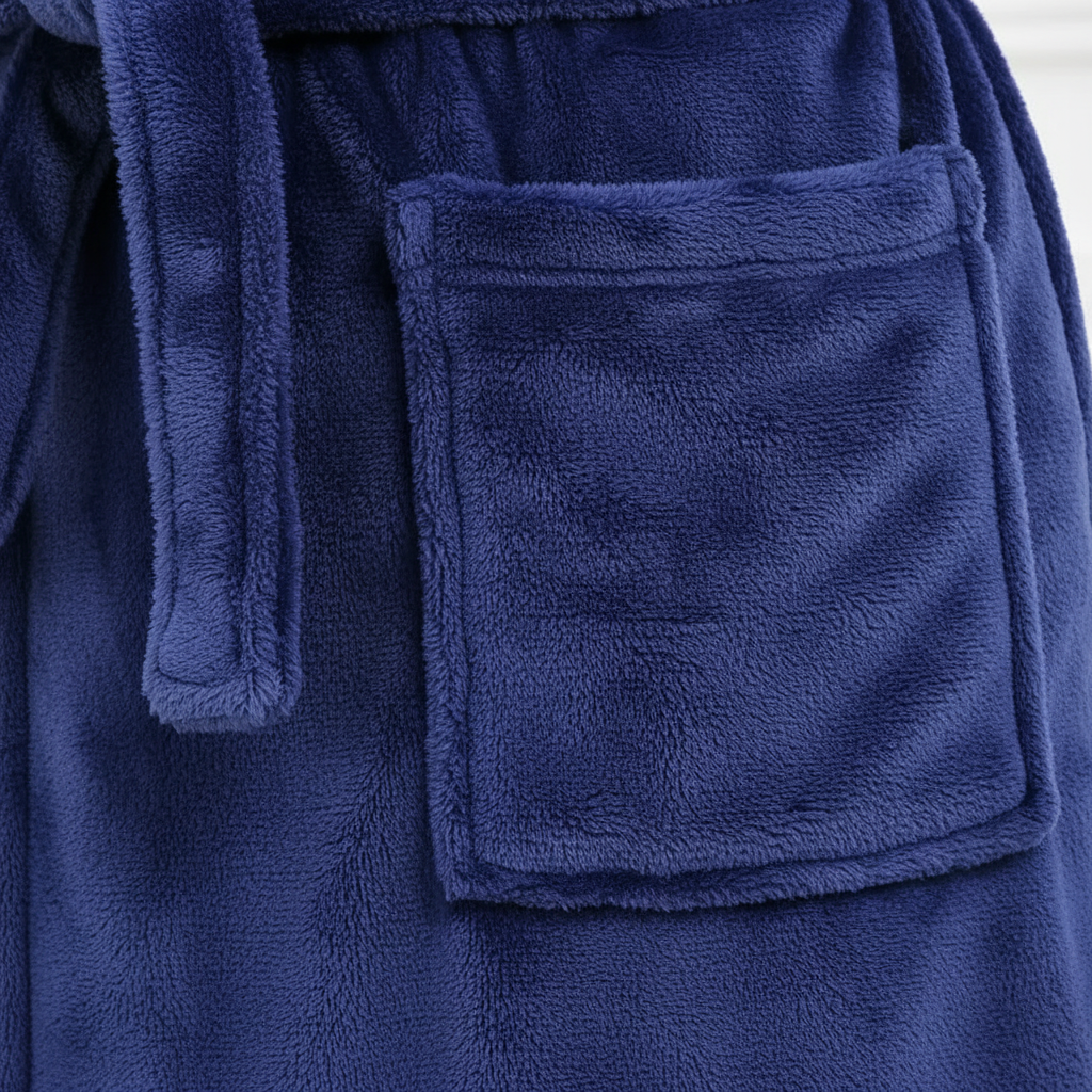 Long shawl collar robe with deep pockets for winter warmth