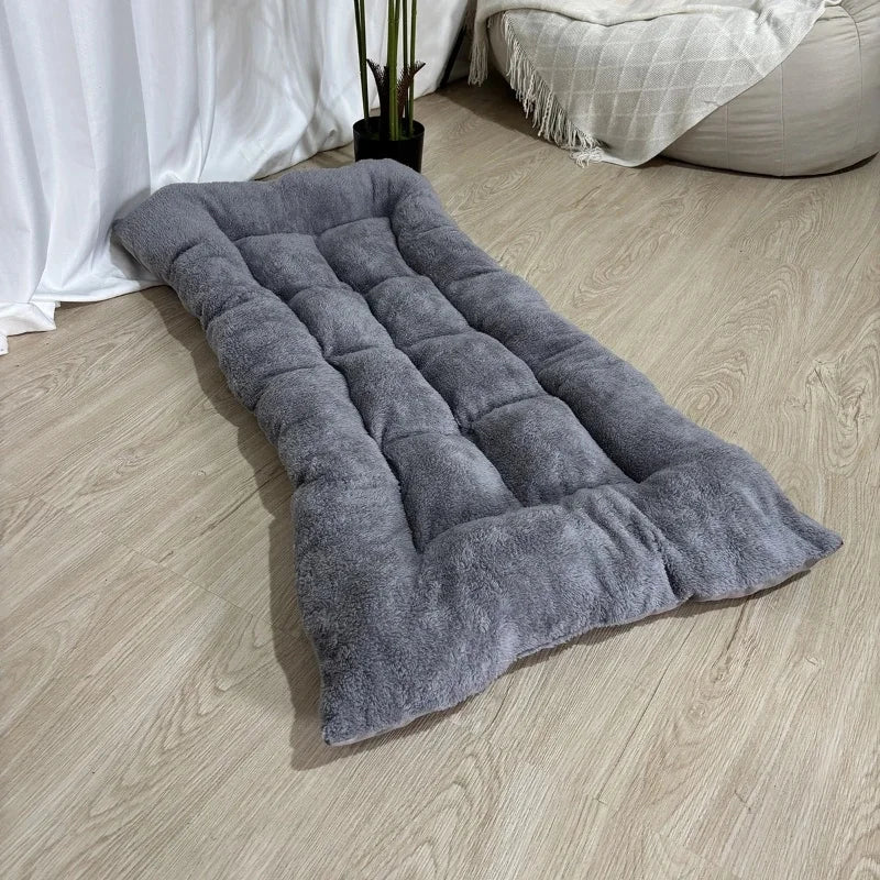 Extra large flat plush dog bed with quilted padding for all breeds