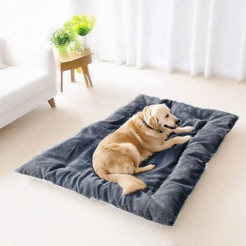 Extra large flat plush dog bed with quilted padding for all breeds