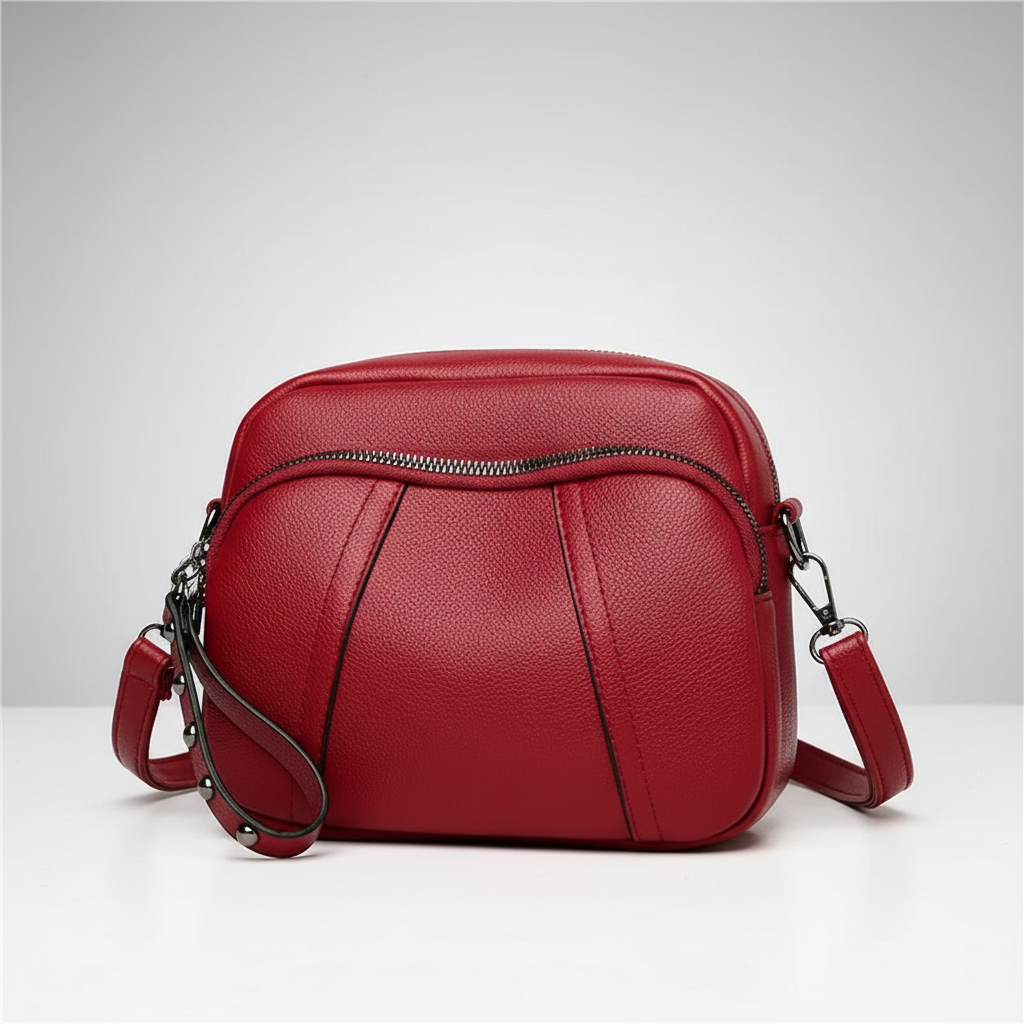 Small pebble leather crossbody bag with adjustable strap