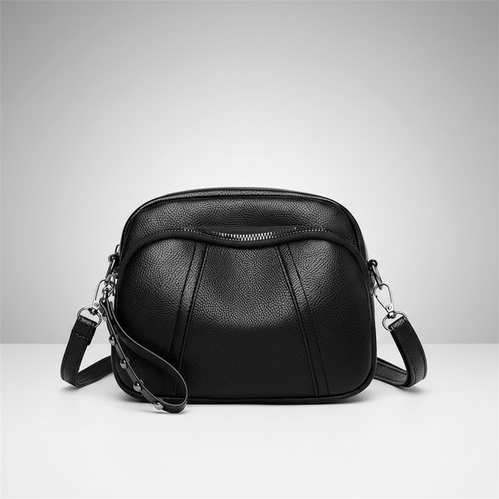 Small pebble leather crossbody bag with adjustable strap