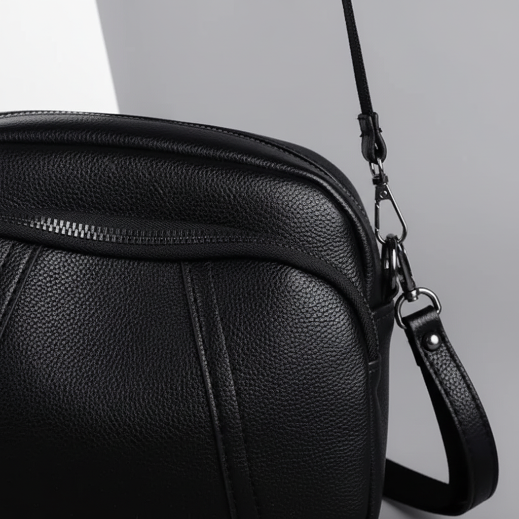 Small pebble leather crossbody bag with adjustable strap