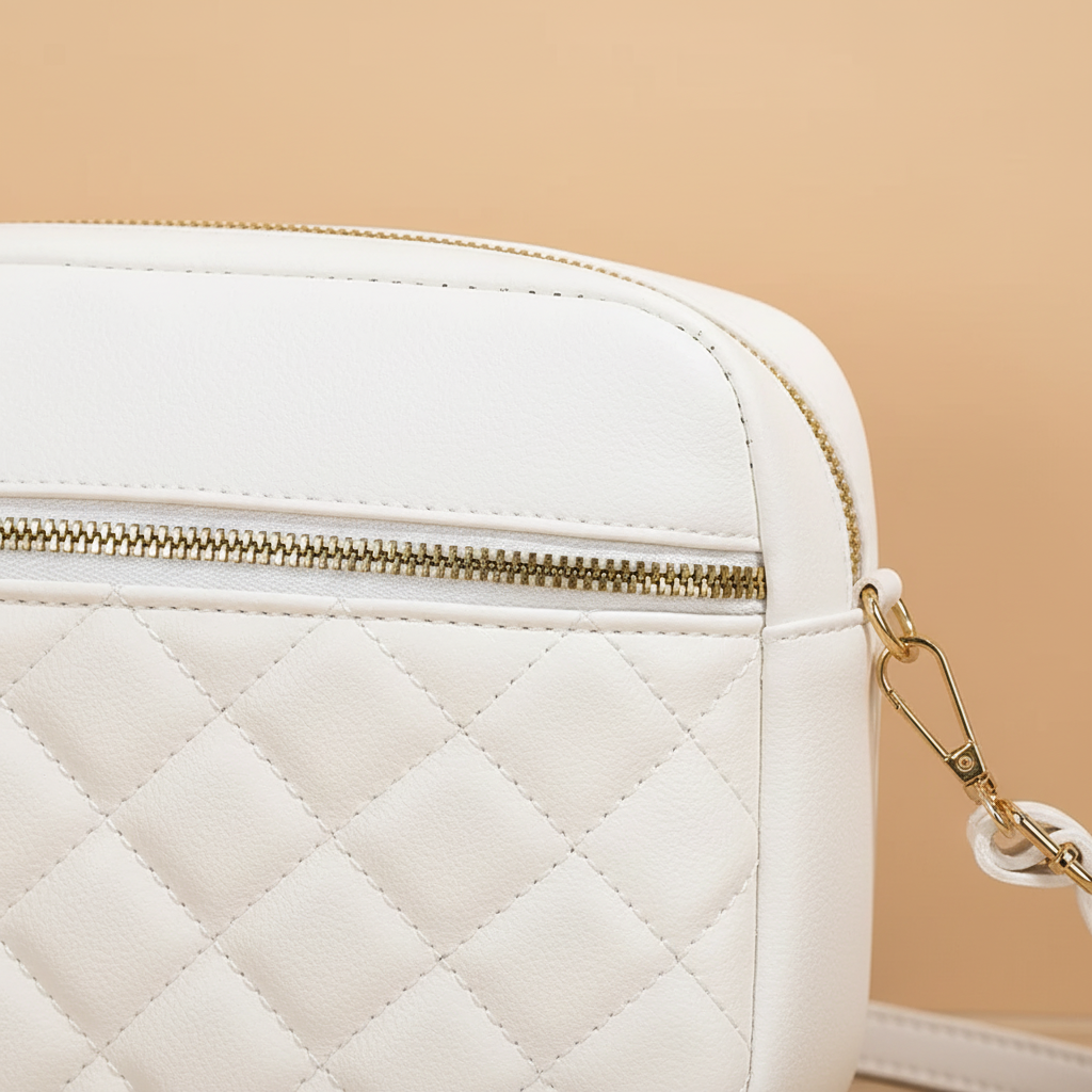 Quilted crossbody bag soft split leather adjustable strap