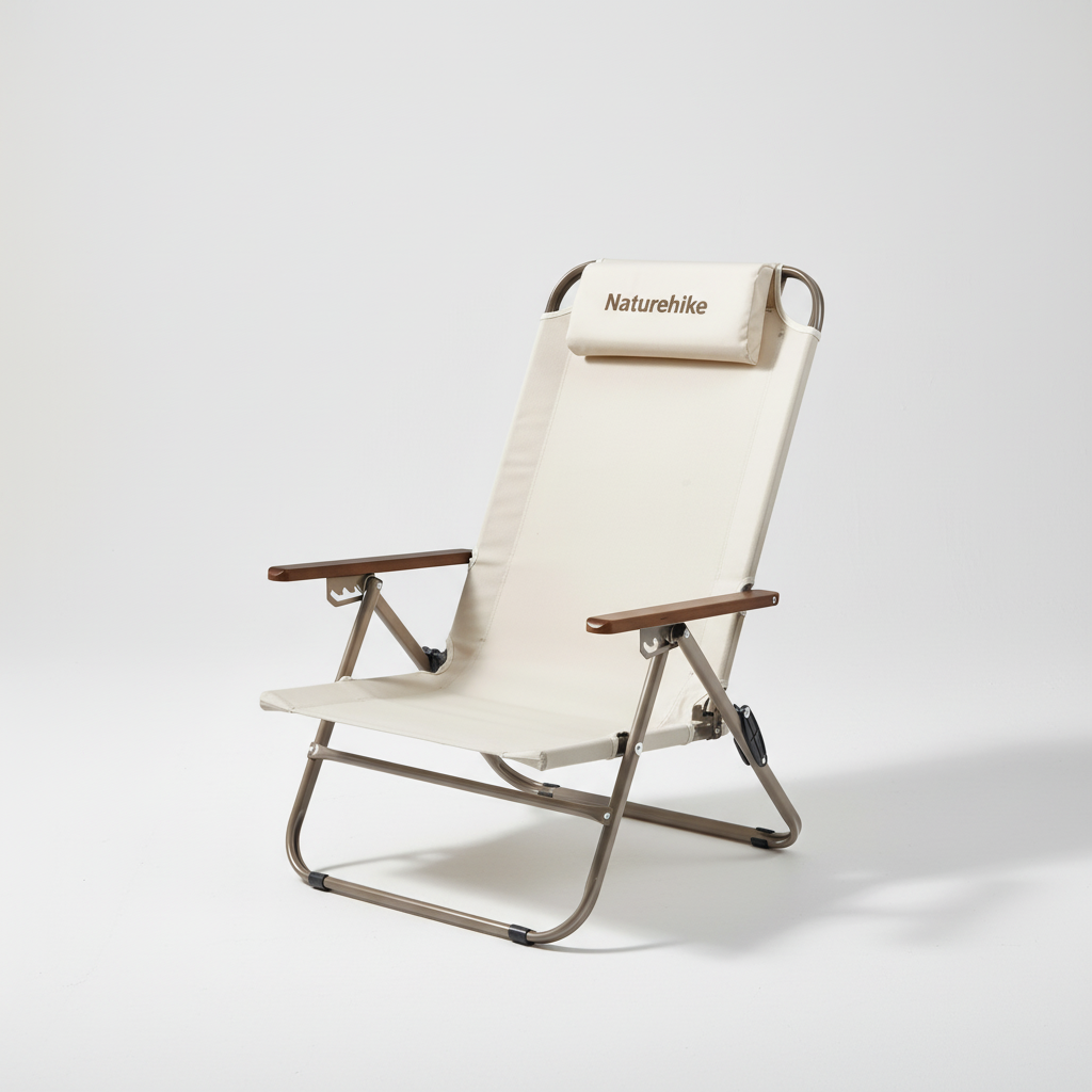 High back folding camping recliner chair with adjustable recline