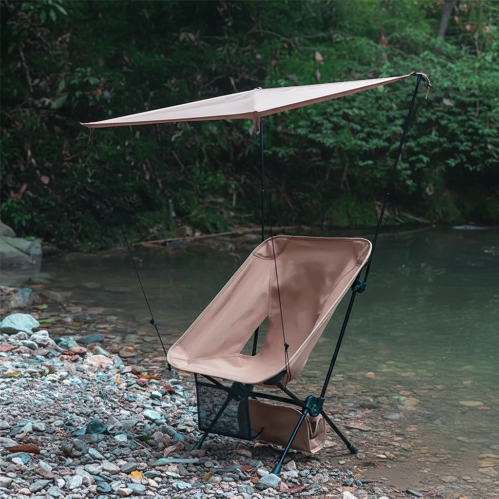 Folding sunshade lounge chair with adjustable canopy and portable lightweight frame