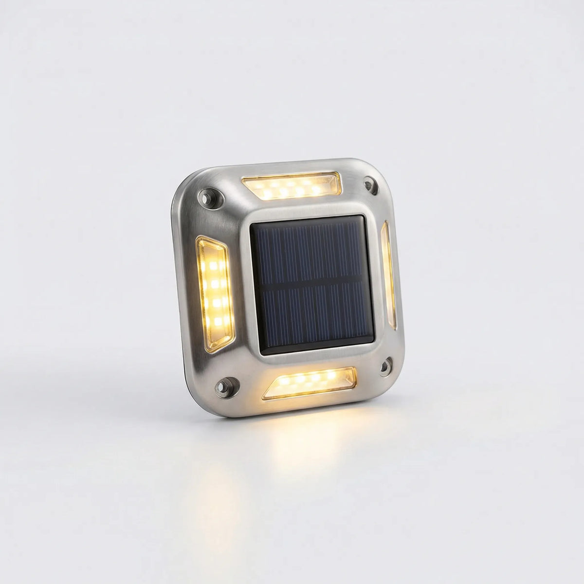 Solar ground light with warm glow weatherproof dusk-to-dawn sensor