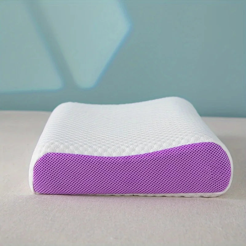 Ergonomic contoured pillow with cervical neck support and breathable design
