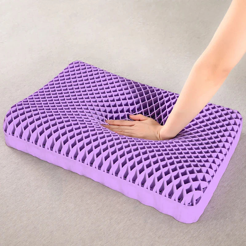 Ergonomic contoured pillow with cervical neck support and breathable design