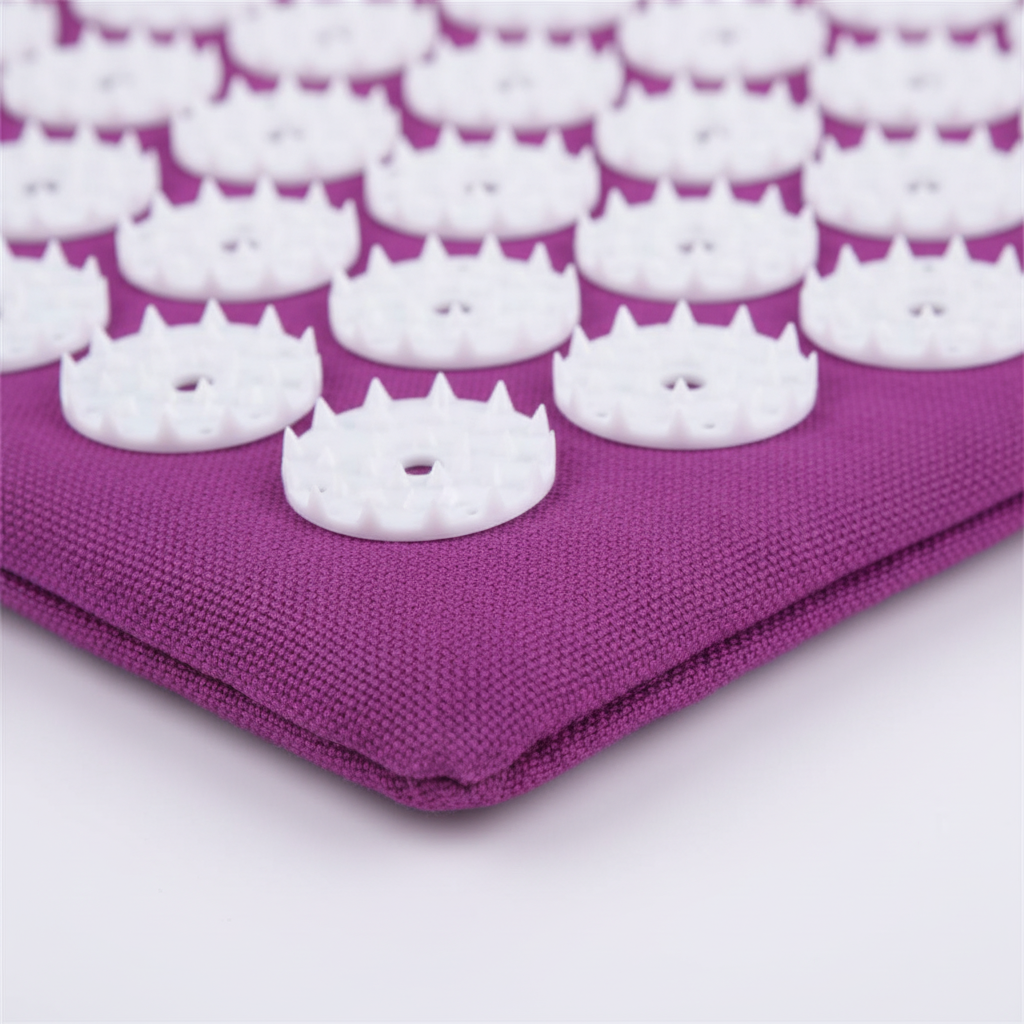 Acupressure spike mat set with non-slip backing and included neck support cushion
