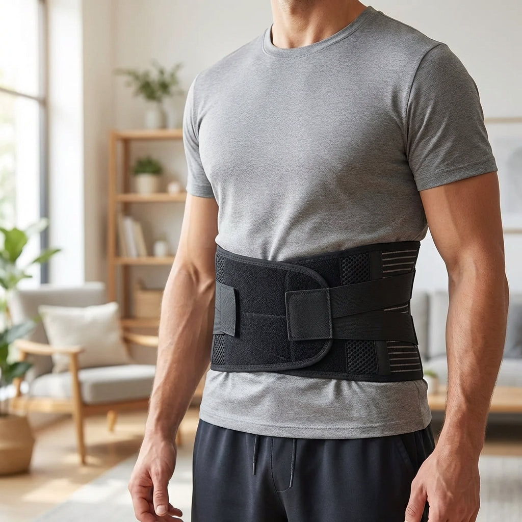 Adjustable lumbar support belt for lower back pain relief and posture